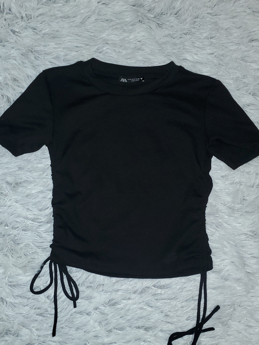*Zara Black Short Sleeve Side-Ruched Tee*